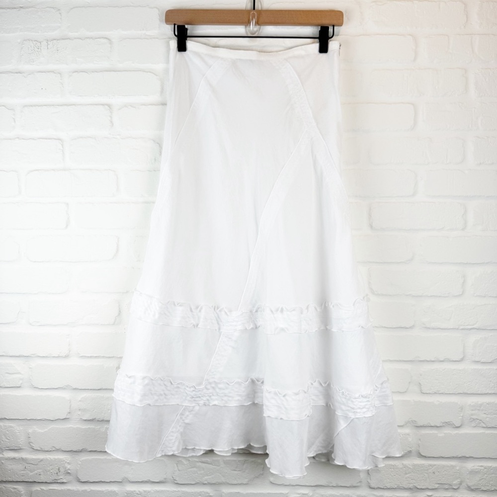 insight White Ruffle Midi Skirt Lightweigt Size 6